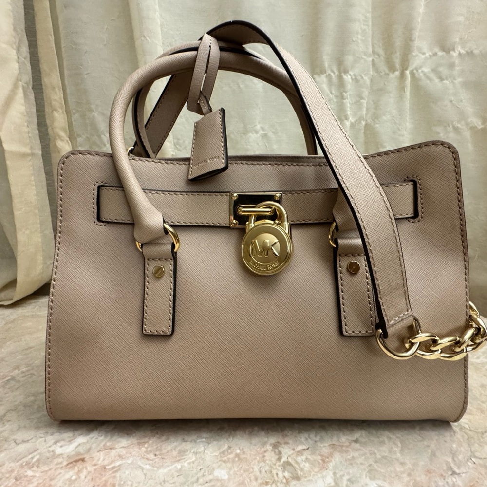 Michael Kors Beige Satchel with Gold Accents-Never Used-Perfect Condition